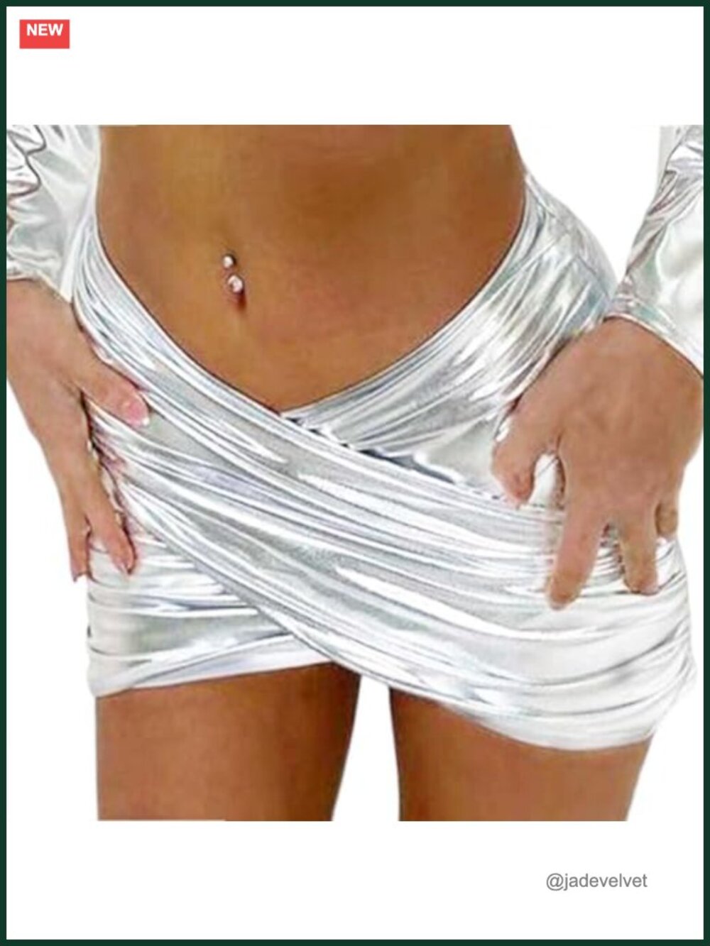 Metallic Mini Skirt Shiny Wrap Skirt Rave Festival Outfits for Women